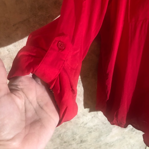 Ambiance Apparel Red Button Down Blouse - Picture 5 of 10
